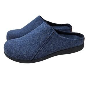 NEW Strole 11 heather Navy Blue Scuff Mule Slipper Wool Blend Comfort Casual